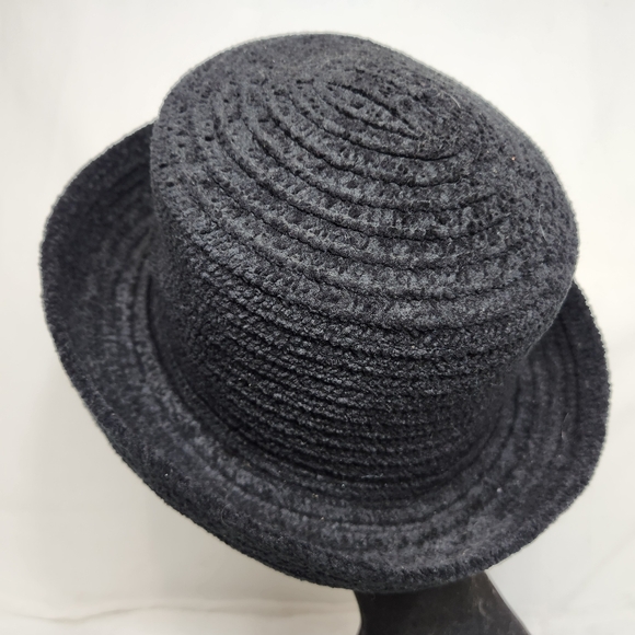 Betmar Womens Black Chenille Hat Wide Brim Bucket Hat OS Stretch Band - Picture 3 of 7